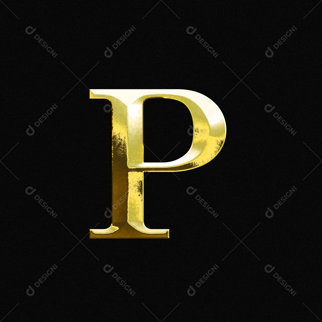 Efeito De Texto Letra P Ouro Maiúscula Fonte Do Alfabeto PSD Editável