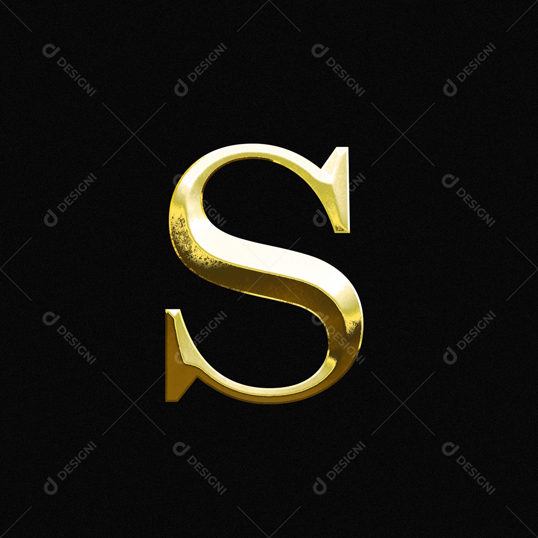 Efeito De Texto Letra S Ouro Maiúscula Fonte Do Alfabeto PSD Editável