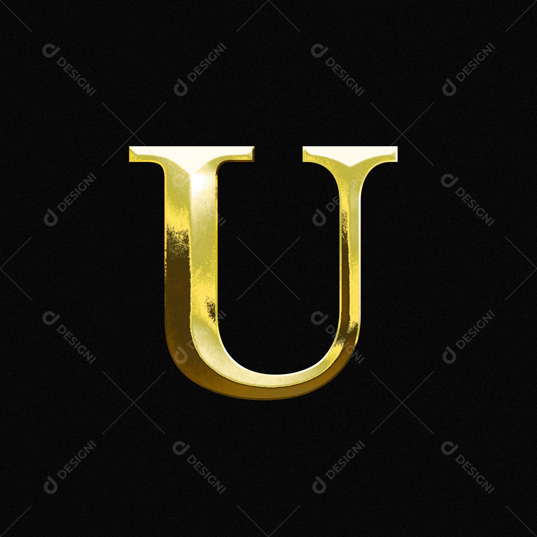 Efeito De Texto Letra U Ouro Maiúscula Fonte Do Alfabeto PSD Editável