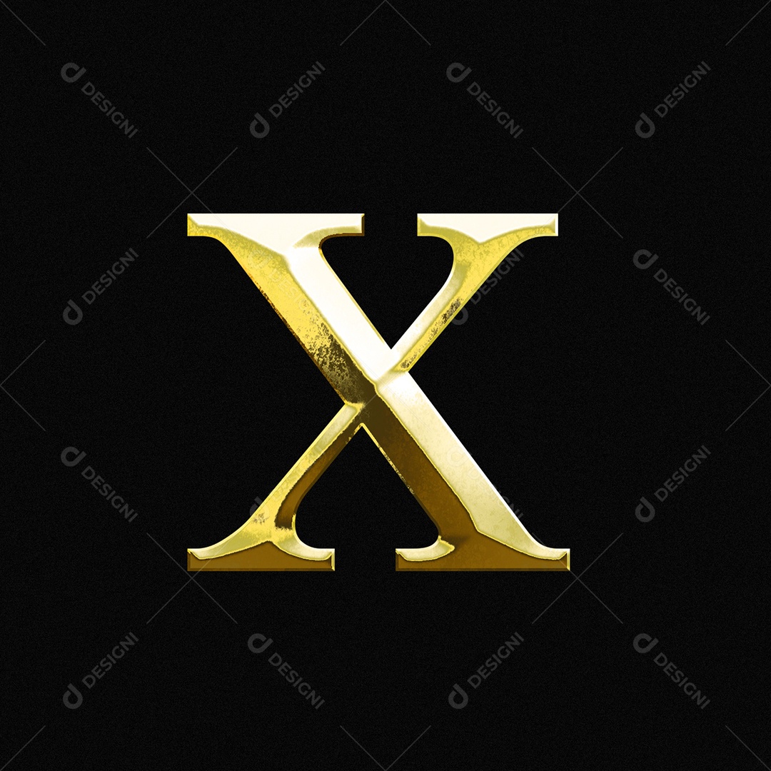 Efeito De Texto Letra X Ouro Maiúscula Fonte Do Alfabeto PSD Editável