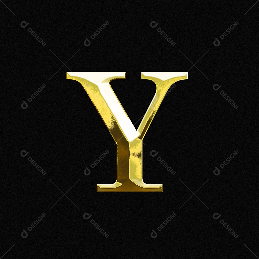 Efeito De Texto Letra Y Ouro Maiúscula Fonte Do Alfabeto PSD Editável