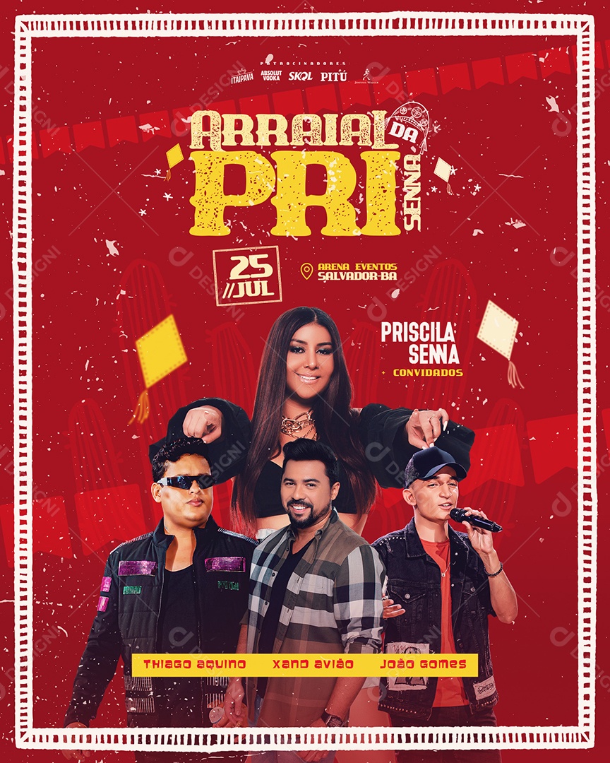 Flyer Feed Arraiá Da Pri Senna Convidados Social Media PSD Editável