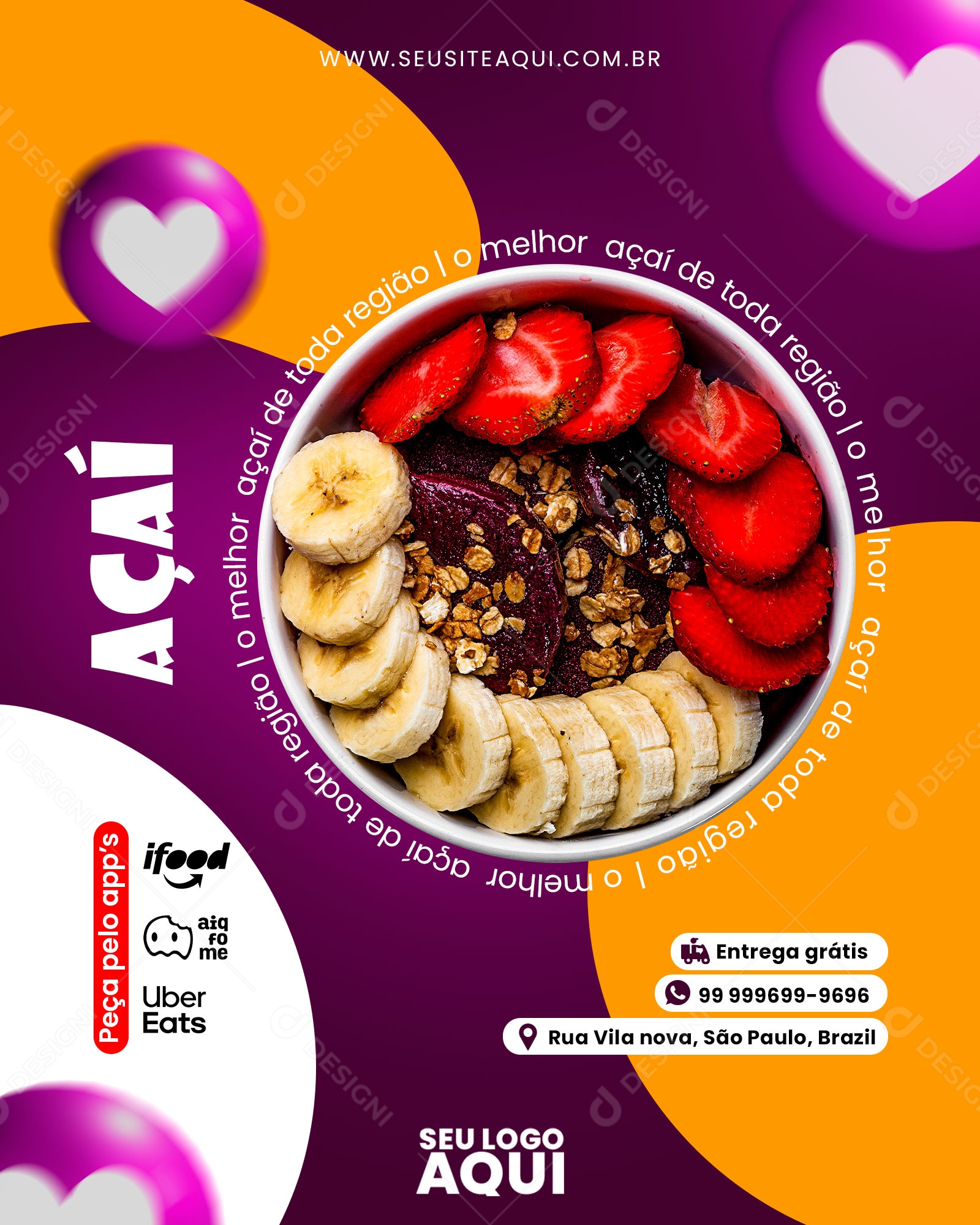 Açaíteria o Melhor Açaí de Toda Região Social Media PSD Editável