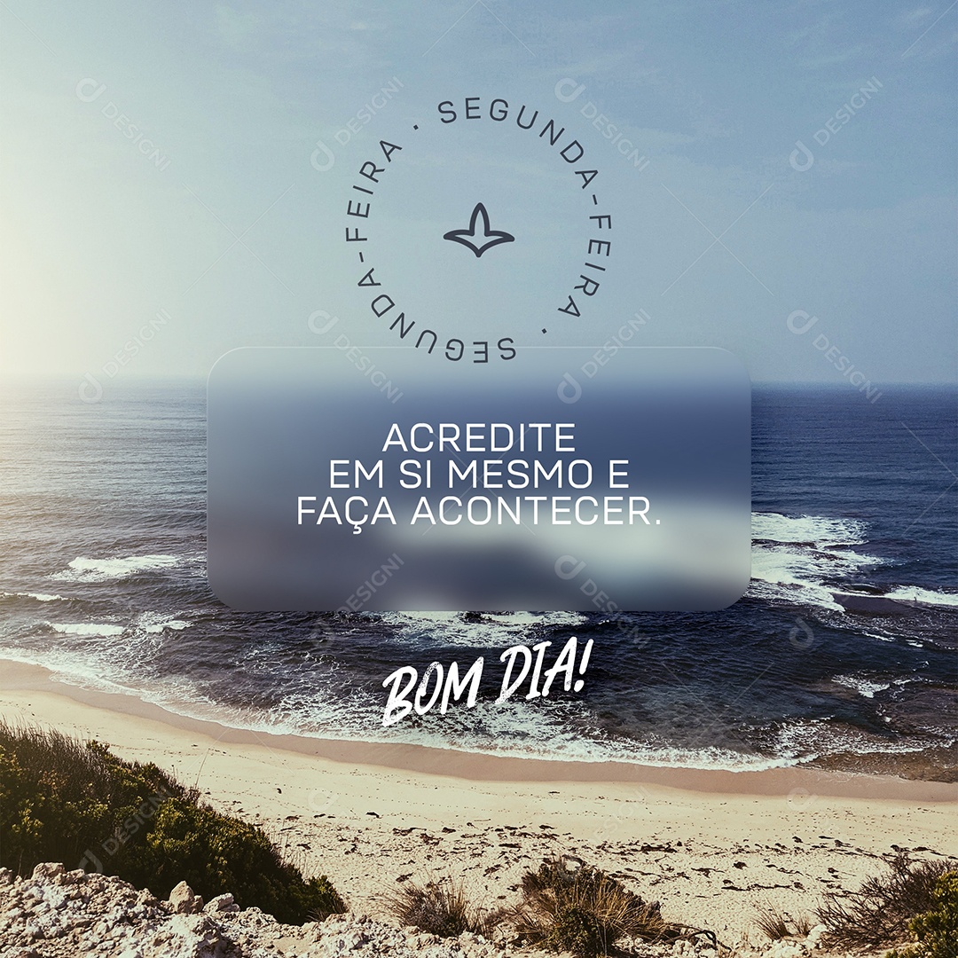 Post Frase Motivação para uma Segunda-Feira Social Media PSD Editável