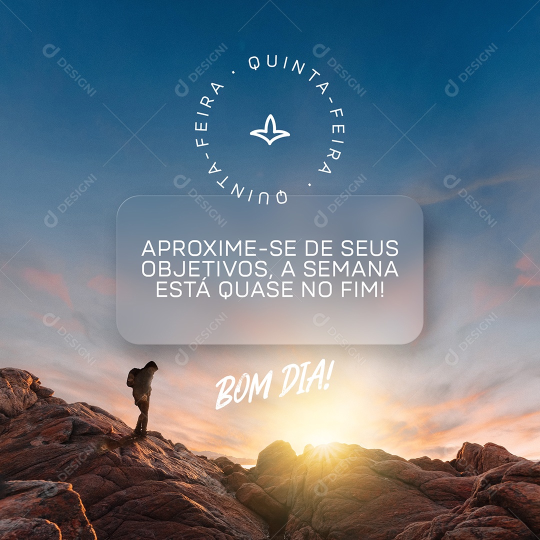 Post Frase Motivação para uma Quinta-Feira Social Media PSD Editável