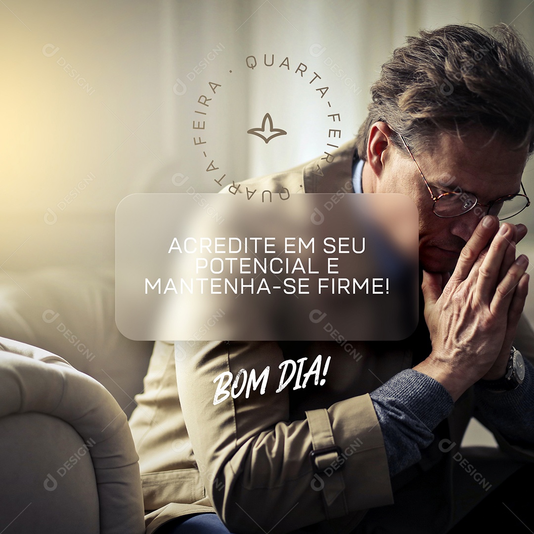 Post Frase Motivação para uma Quarta-Feira Social Media PSD Editável