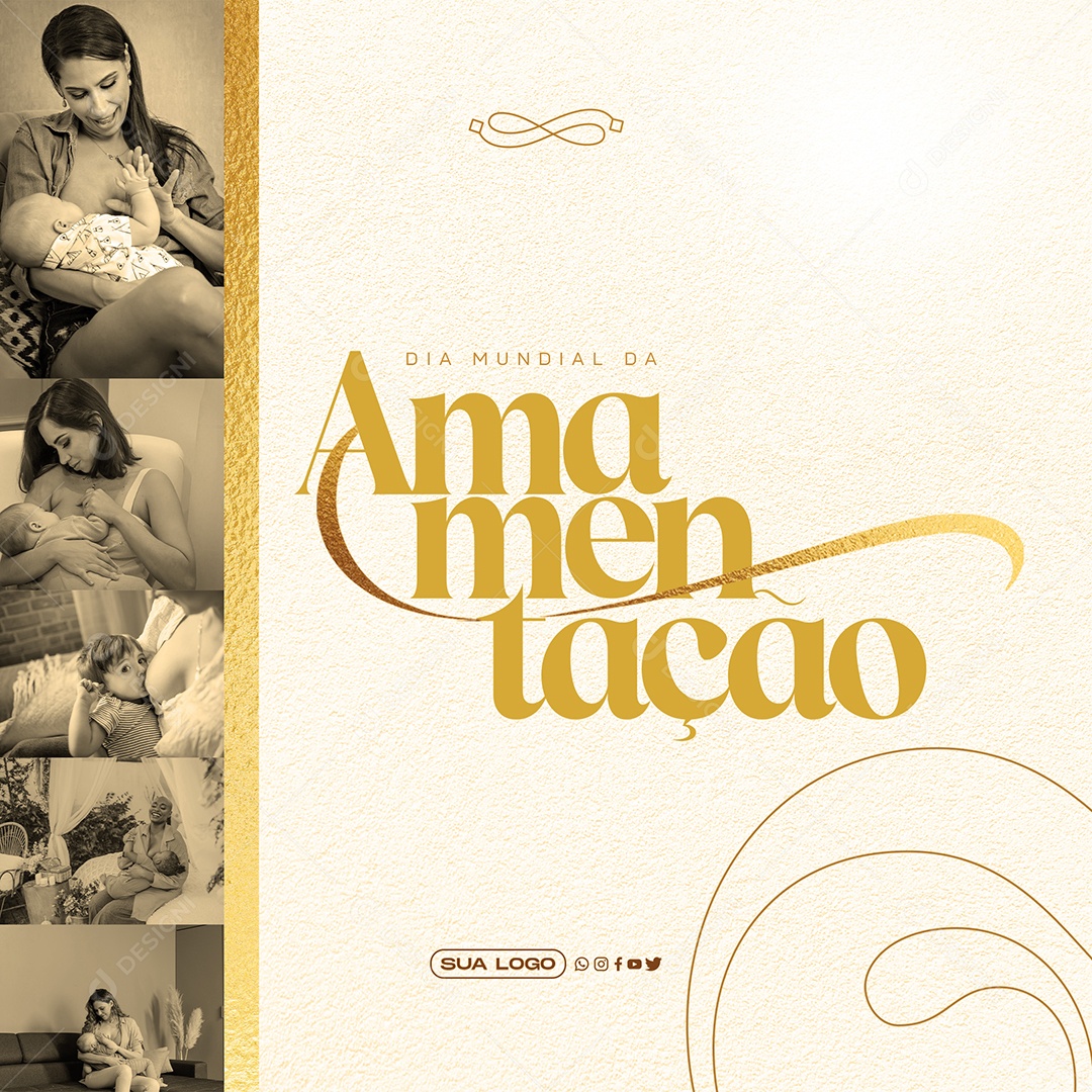 Post 1 de Agosto Dia Mundial da Amamentação Social Media PSD Editável