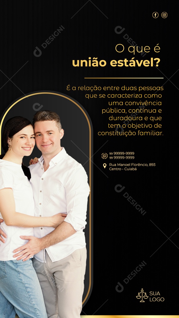 Story O Que é união Estável Constituição Familiar Social Media PSD Editável