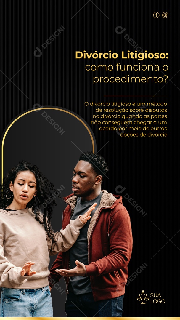 Story Divórcio Litigioso Como Funciona O Procedimento Social Media PSD Editável
