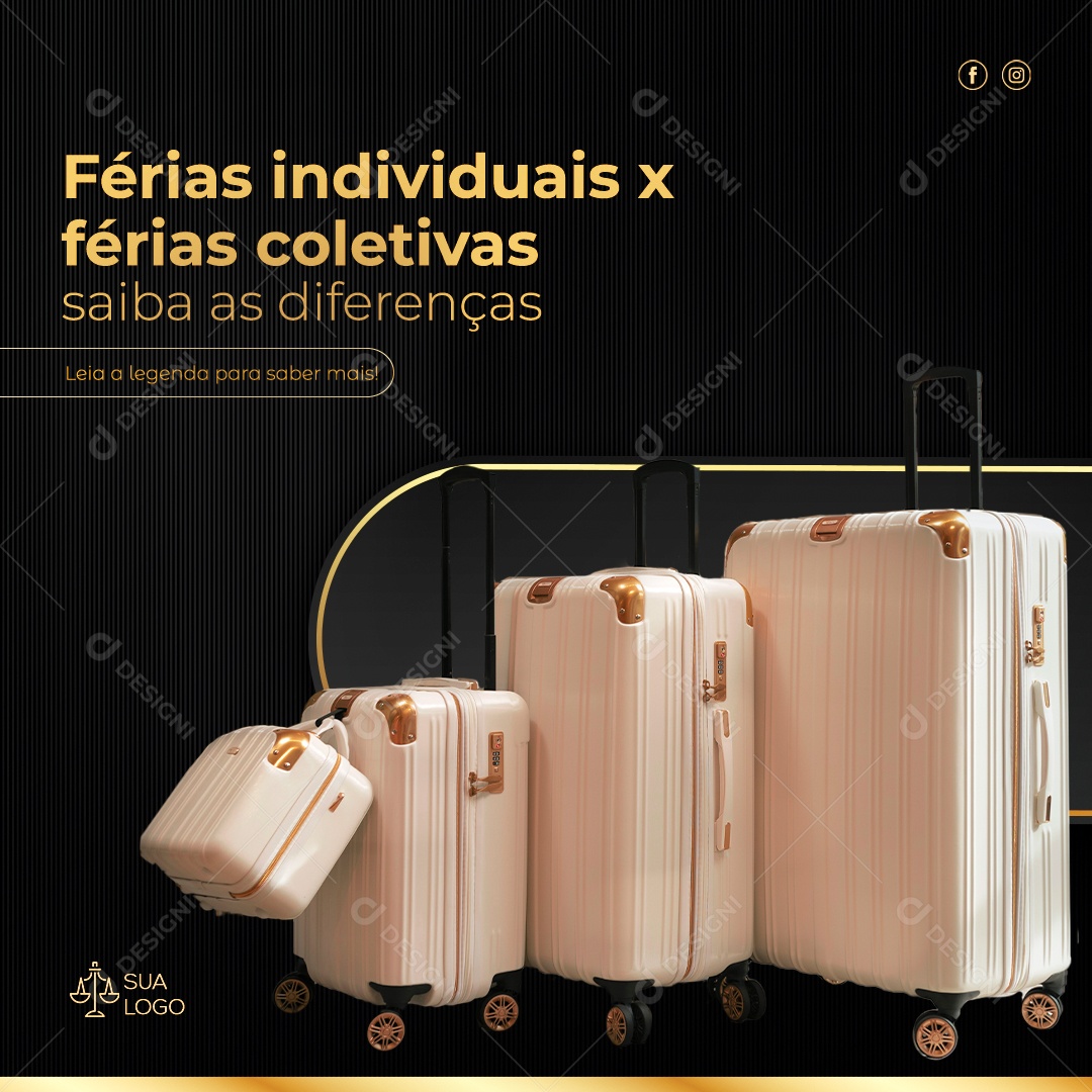 Feed Férias Individuais x Férias Coletivas Saiba A Diferença Social Media PSD Editável