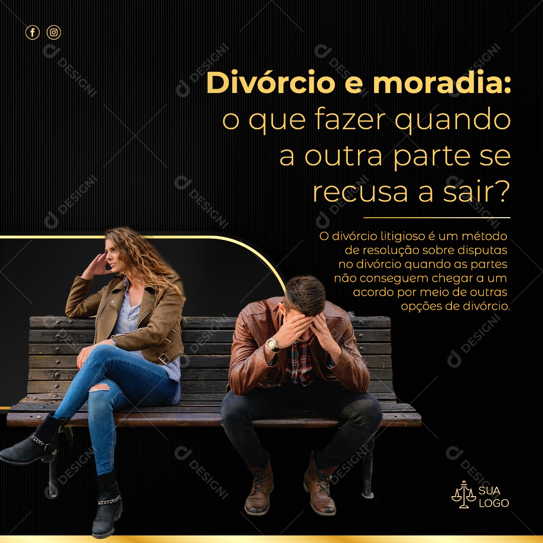 Social Media Feed Divórcio e Moradia O Que Fazer PSD Editável