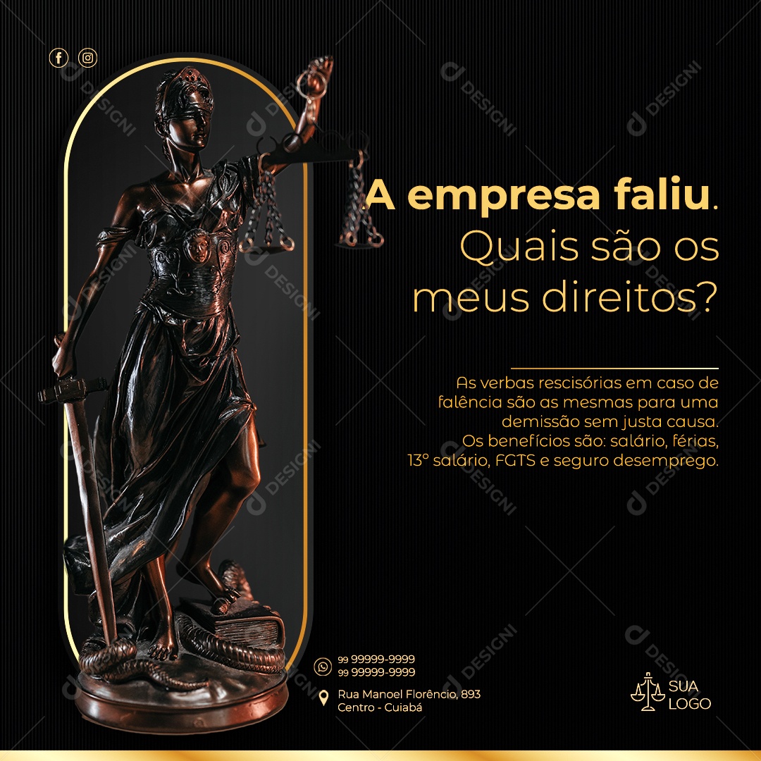 Feed A Empresa Faliu Quais São Os Meus Direitos Social Media PSD Editável