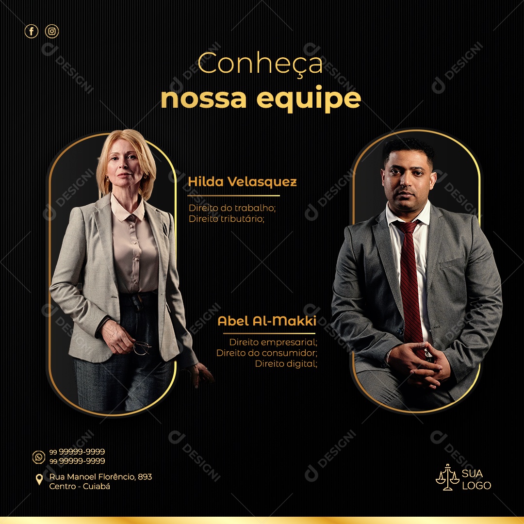 Social Media Feed Conheça Nossa Equipe PSD Editável