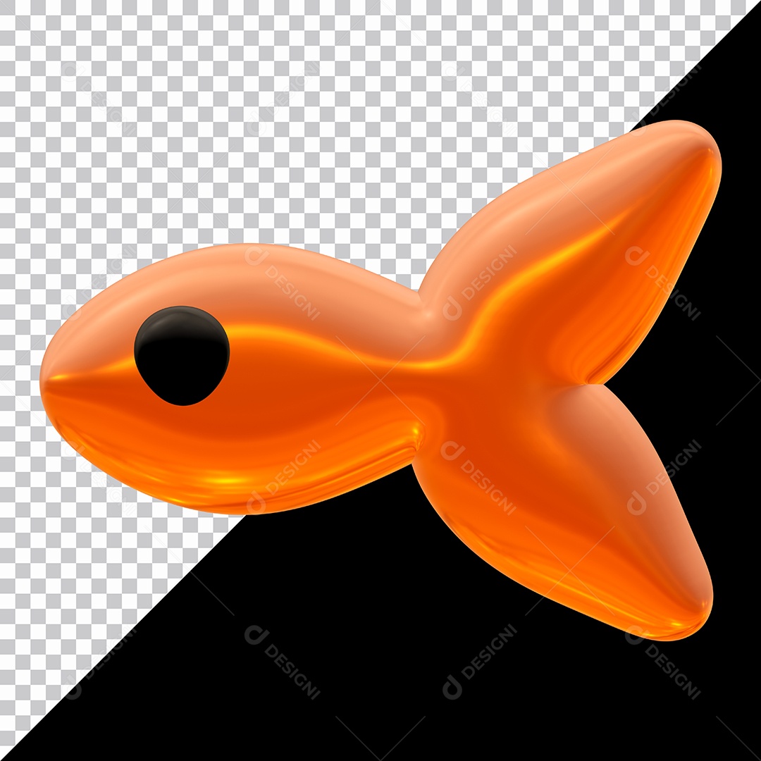Peixe Laranja Elemento 3D Para Composição PSD