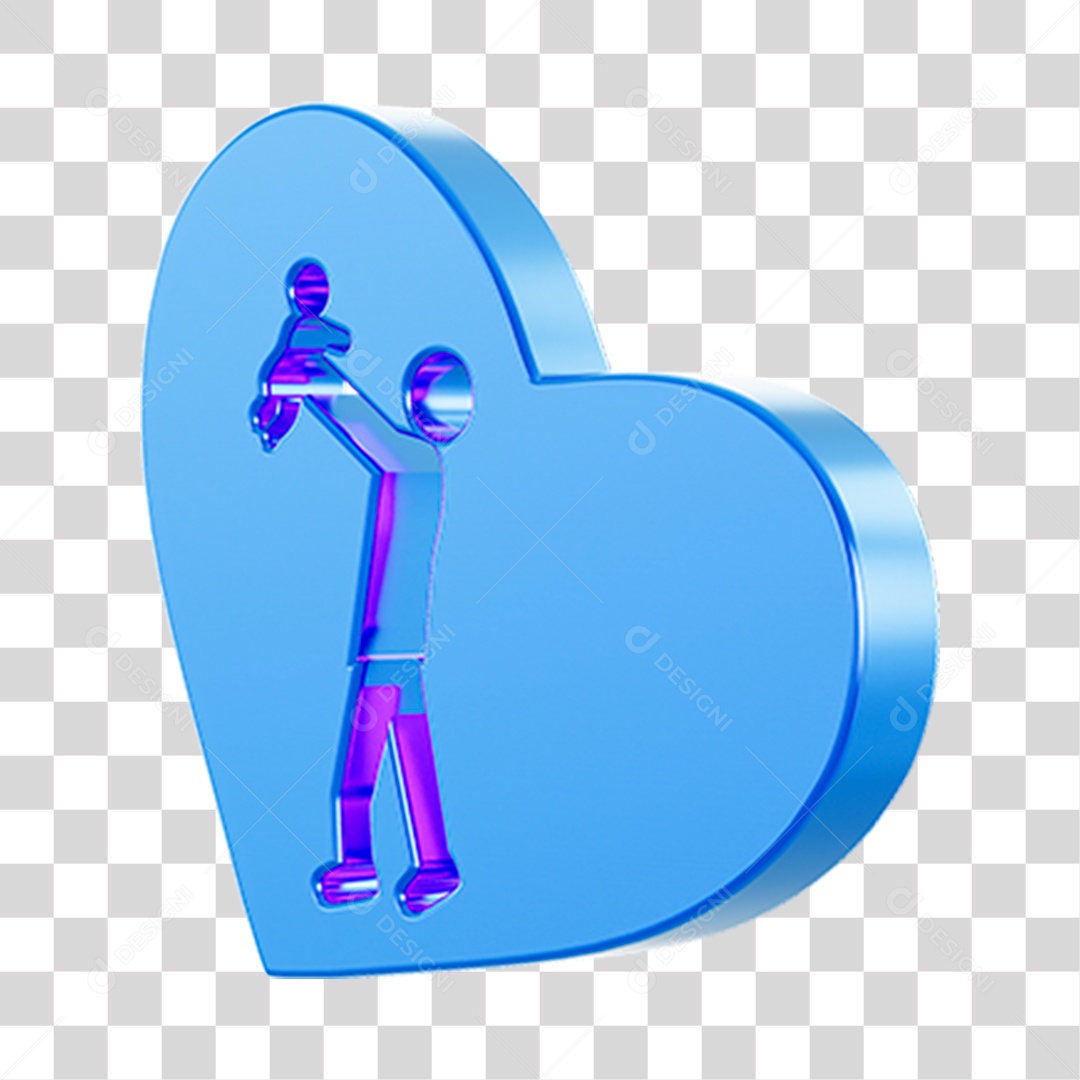 Emoji Coração Pai Elemento 3D PNG Transparente