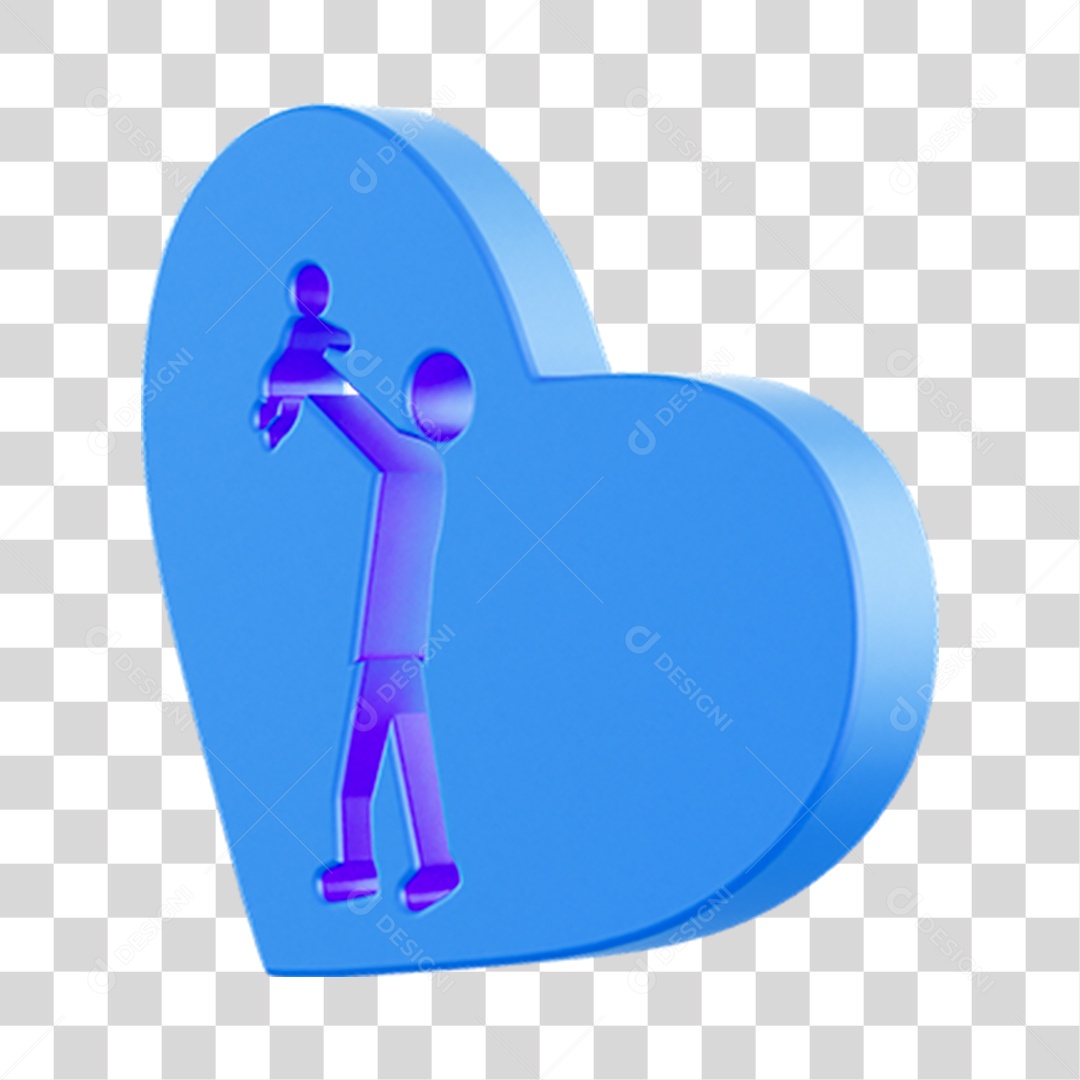 Emoji Coração Pai Elemento 3D PNG Transparente