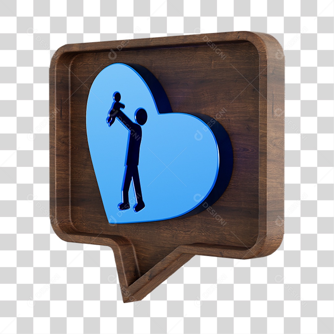 Emoji Coração Pai e Filho Elemento 3D PNG Transparente