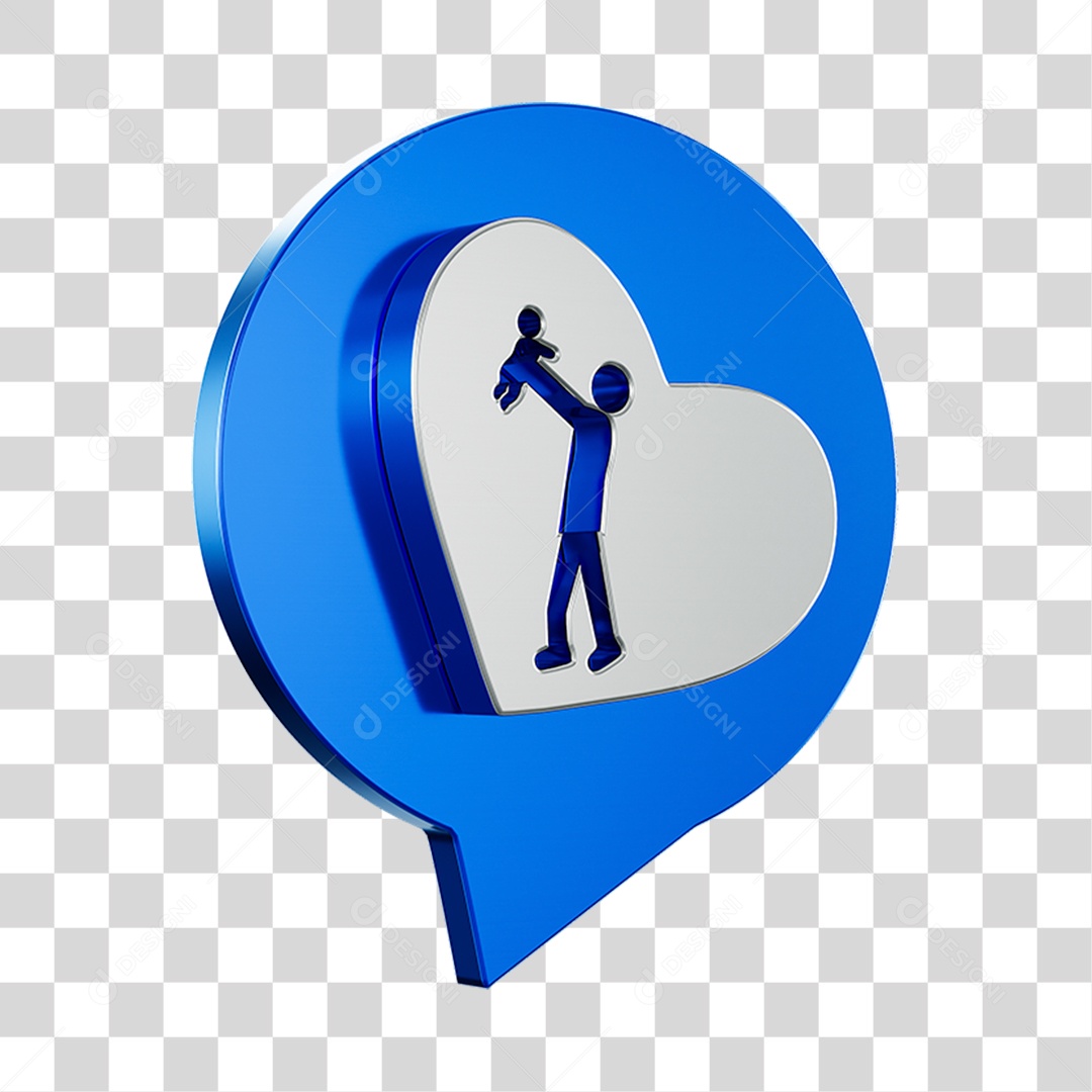 Emoji Coração Pai e Filho Elemento 3D PNG Transparente