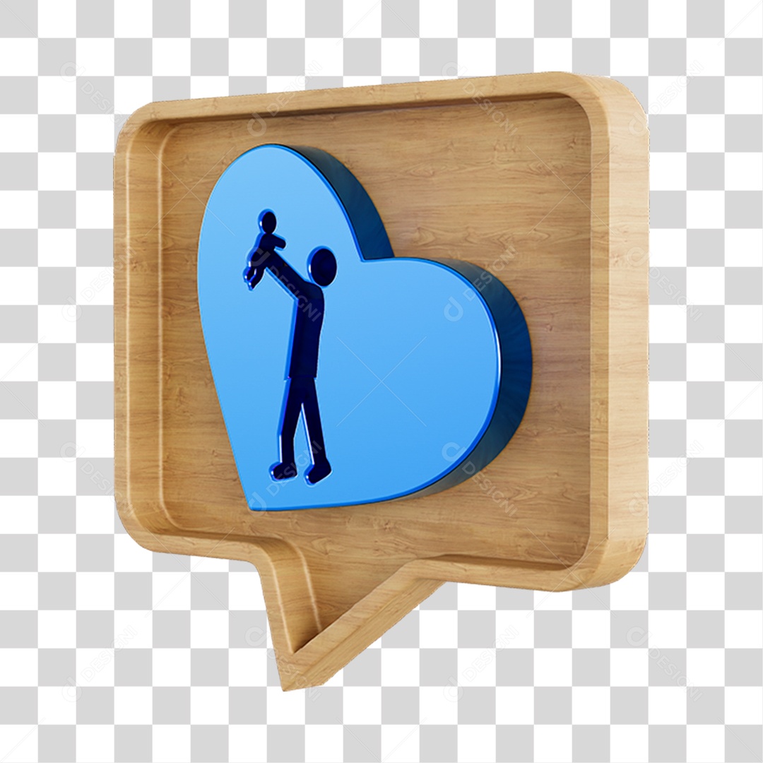 Emoji Coração Pai e Filho Elemento 3D PNG Transparente
