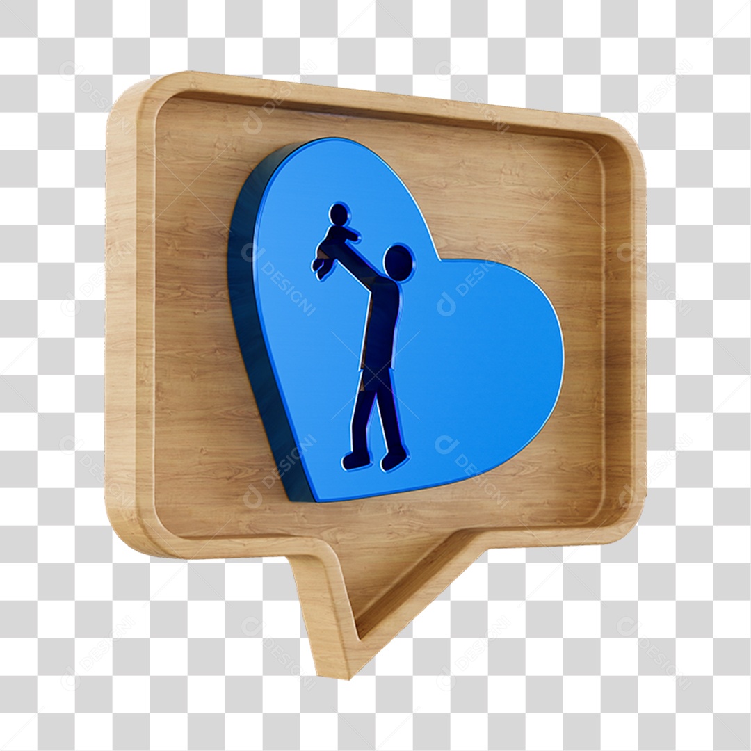 Emoji Coração Pai e Filho Elemento 3D PNG Transparente