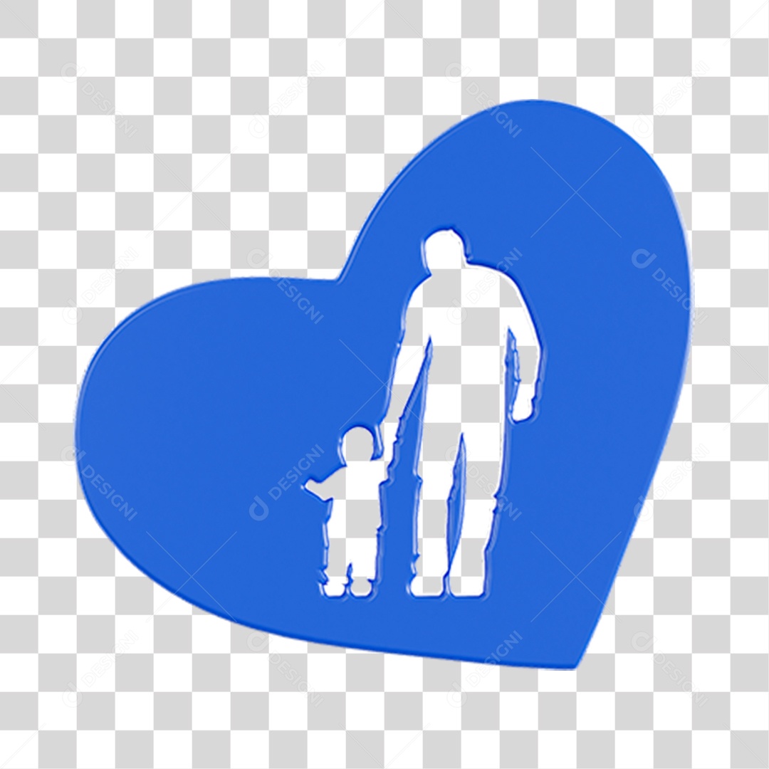 Emoji Pai e Filho Mãos Dadas Coração Elemento 3D PNG Transparente