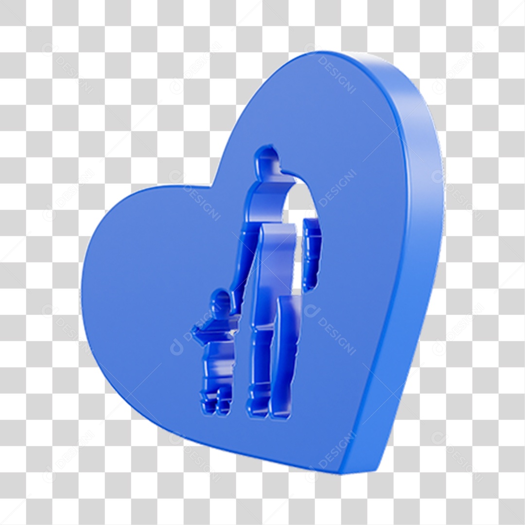 Emoji Pai e Filho Mãos Dadas Coração Elemento 3D PNG Transparente