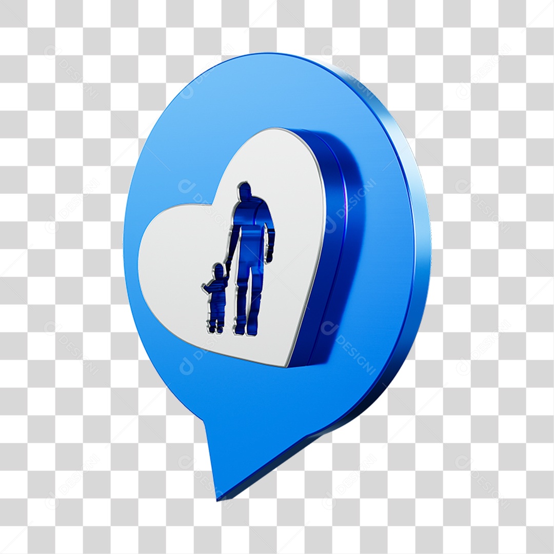 Emoji Pai e Filho Mãos Dadas Coração Elemento 3D PNG Transparente