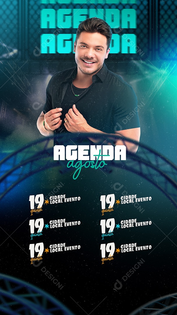 Flyer Story Agenda Mensal Wesley Safadão Social Media PSD Editável