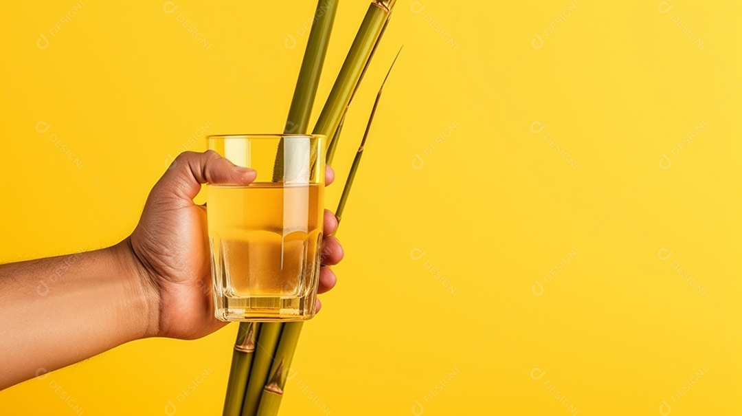 Copo de bebida alcoólica em fundo amarelo