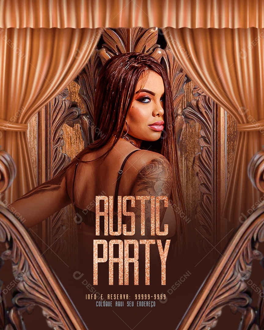 Social Media Flyer Feed Rustic Party PSD Editável