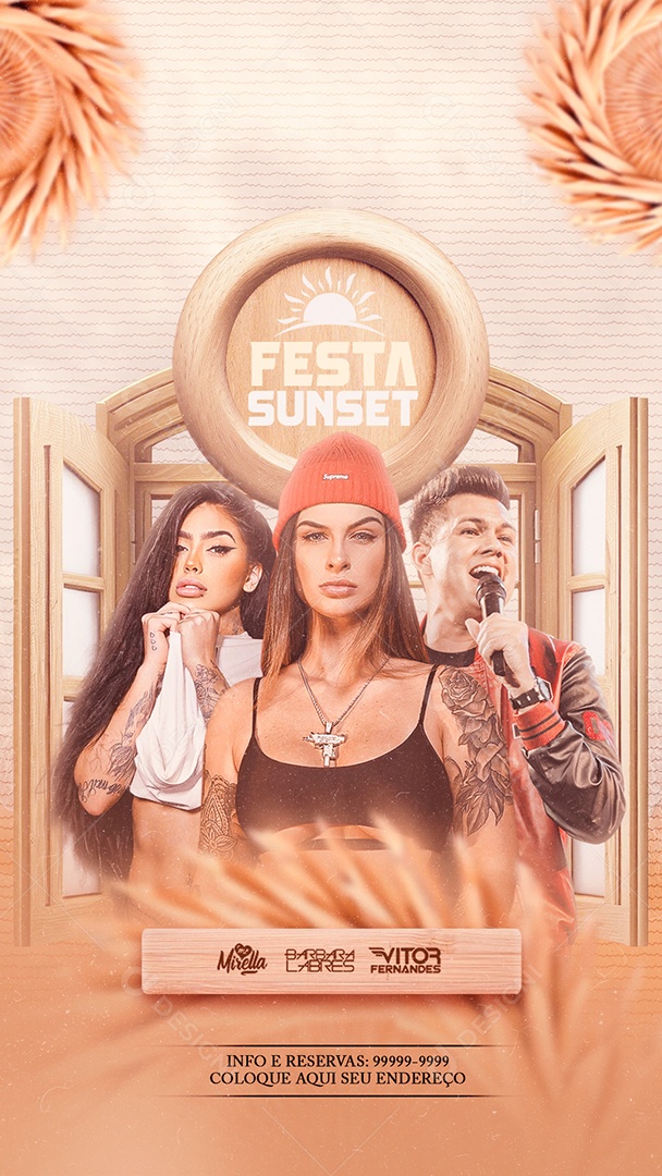 Social Media Flyer Story Festa Sunset PSD Editável