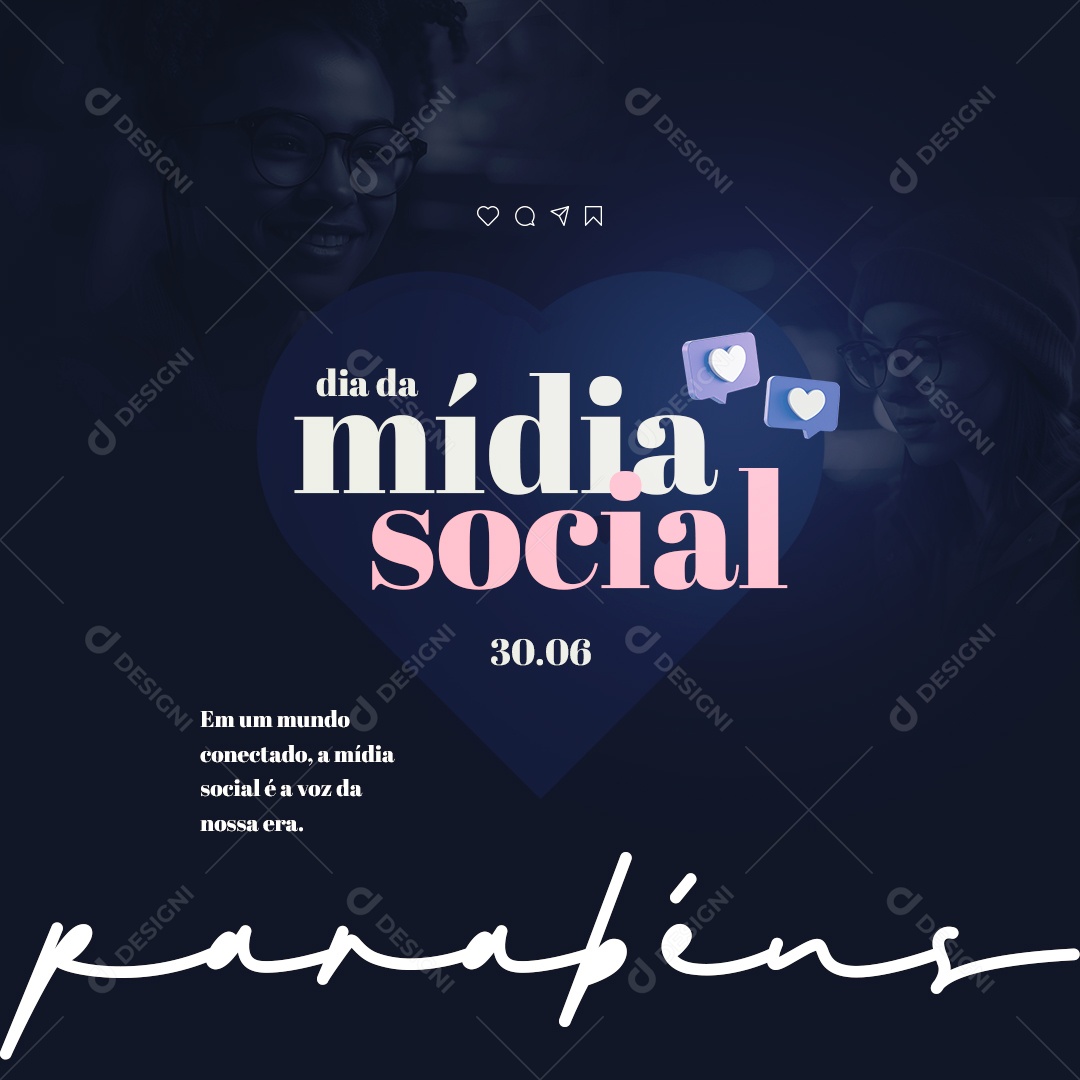 Em Um Mundo Conectado Dia Da Mídia Social 30 De Junho Social Media PSD Editável