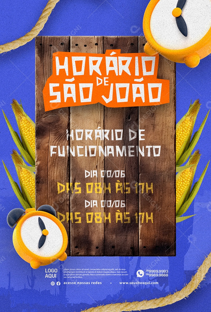 Horário De São João Horário De Funcionamento Social Media PSD Editável