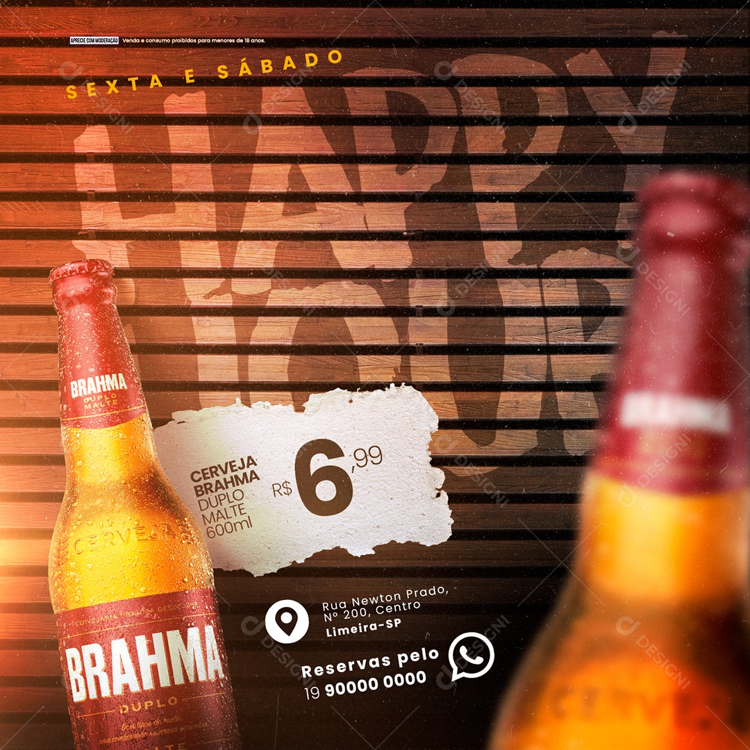 Sexta E Sábado Happy Hour Cerveja Brahma Duplo Malte Restaurante Social Media PSD Editável