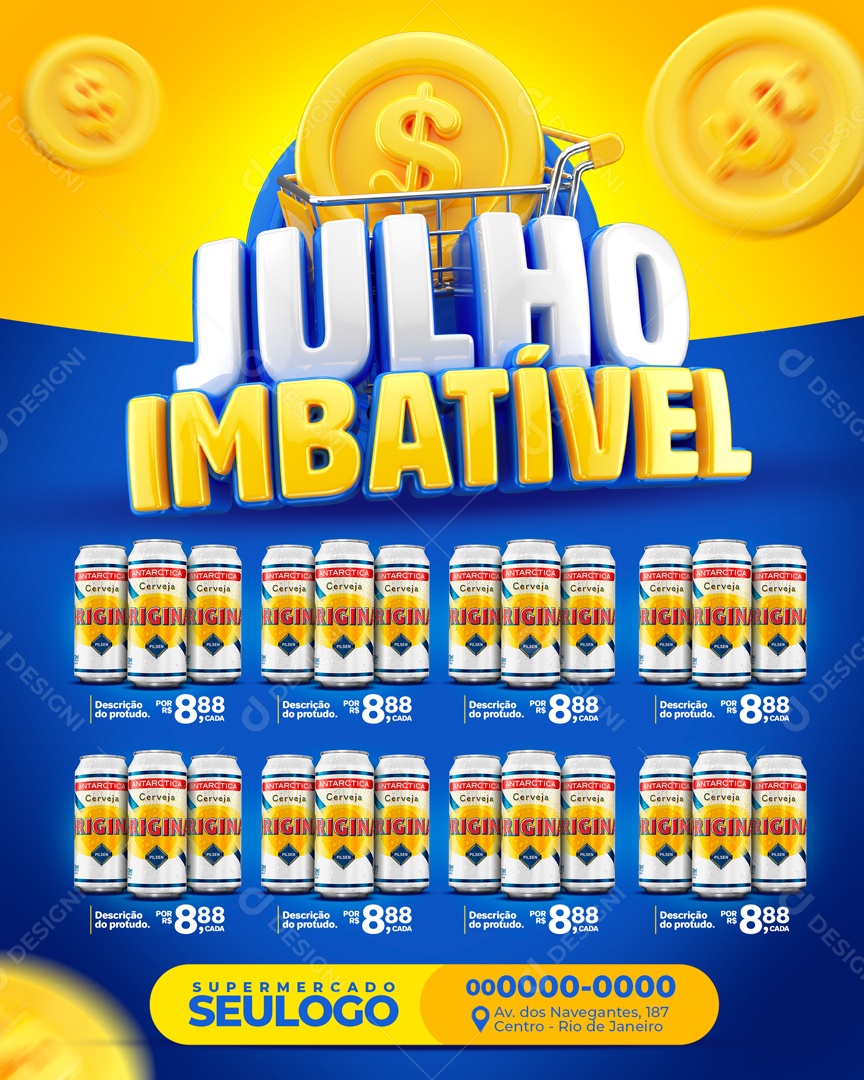 Social Media Encarte Julho Imbatível Cervejaria PSD Editável