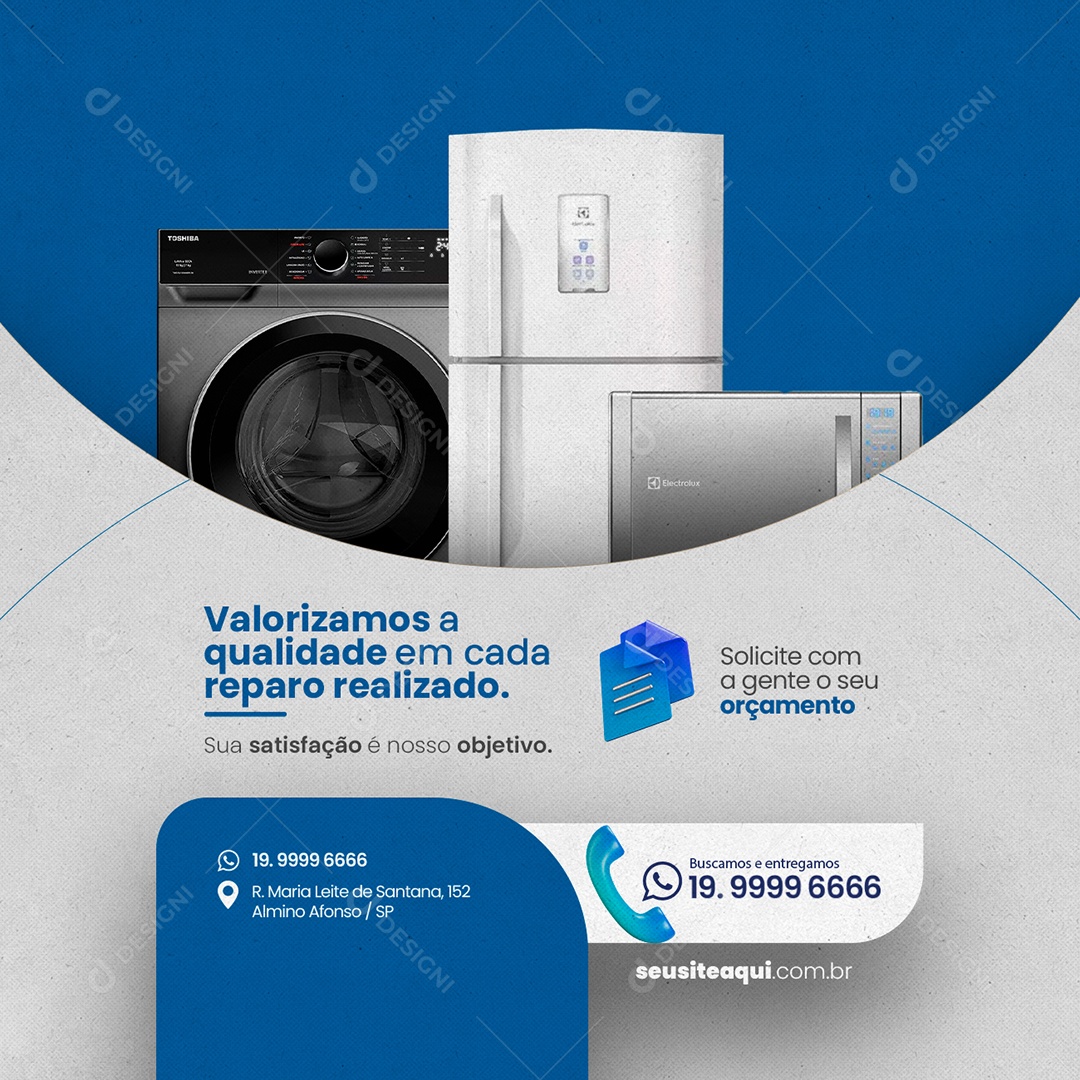 Valorizamos A Qualidade Cada Reparo Realizado Consertos Social Media PSD Editável