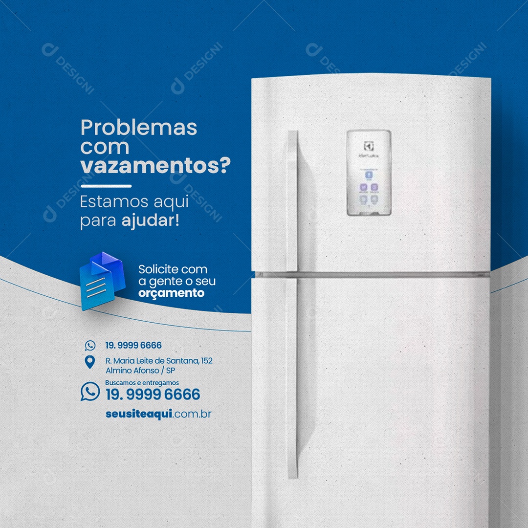 Problemas Com Vazamento Estamos Aqui Para Ajudar Consertos Social Media PSD Editável