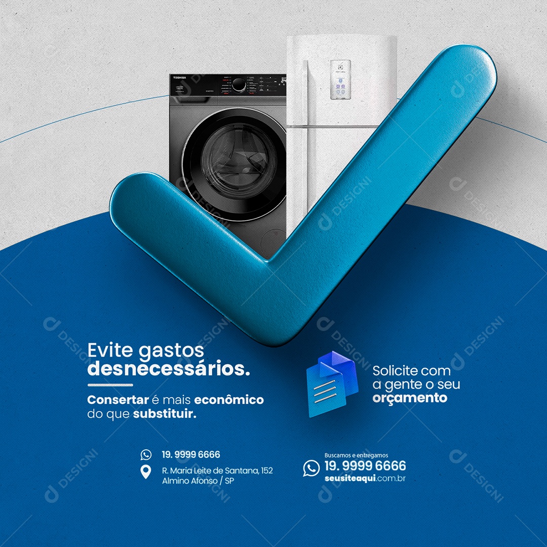 Evite Gastos Desnecessários Consertos Social Media PSD Editável