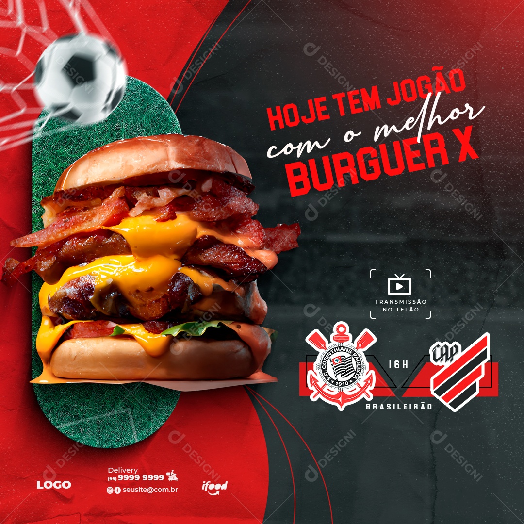 Social Media Hoje Tem Jogão Com o Melhor Burguer X PSD Editável