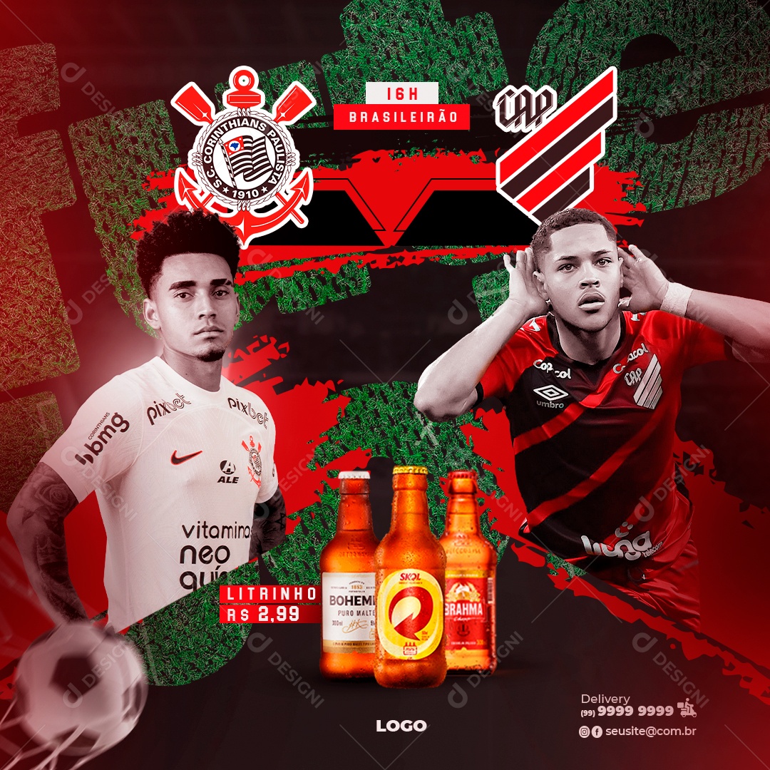 Futebol Brasileirão Corinthians X Atlético Paranaense Social Media PSD Editável