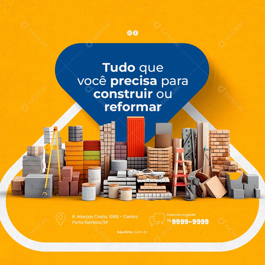 Tudo Que Você Precisa Para Construir Ou Reformar Materiais De Construção Social Media PSD Editável