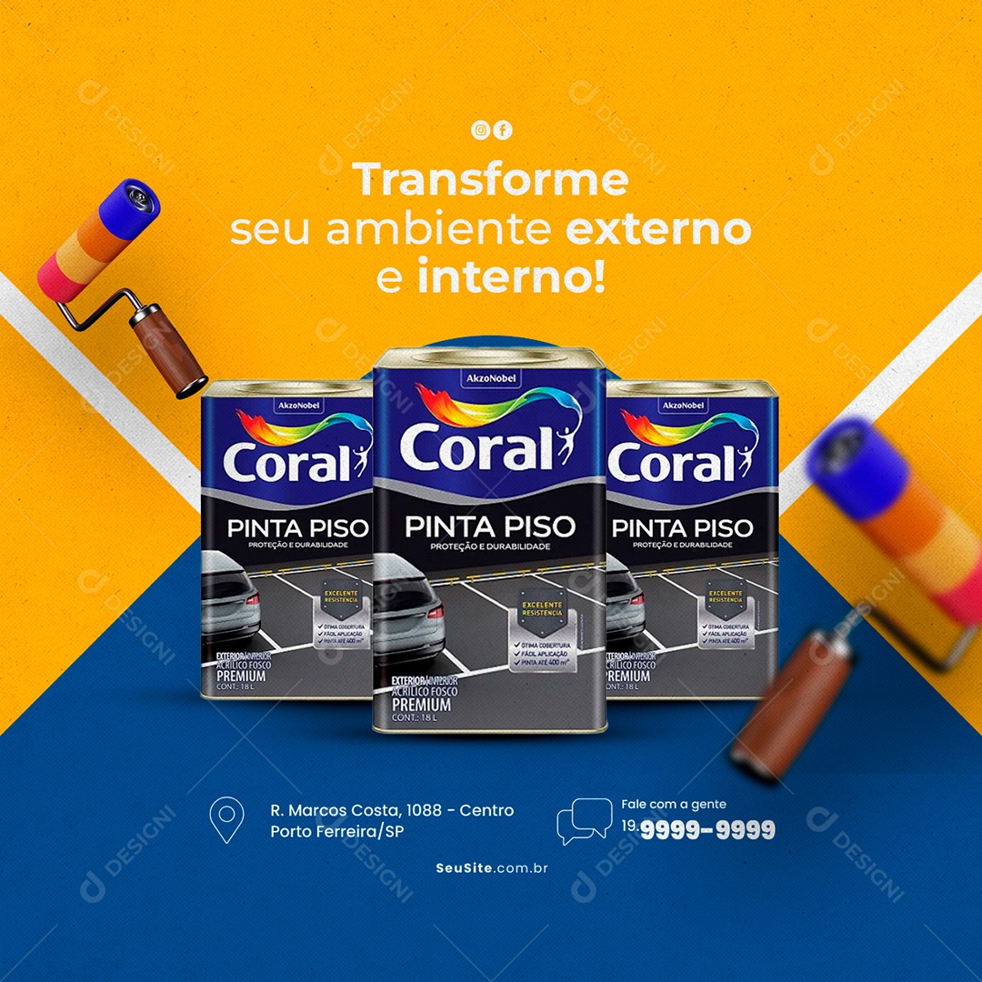 Transforme Seu Ambiente Externo E Interno Tintas Coral Materiais De Construção Social Media PSD Editável