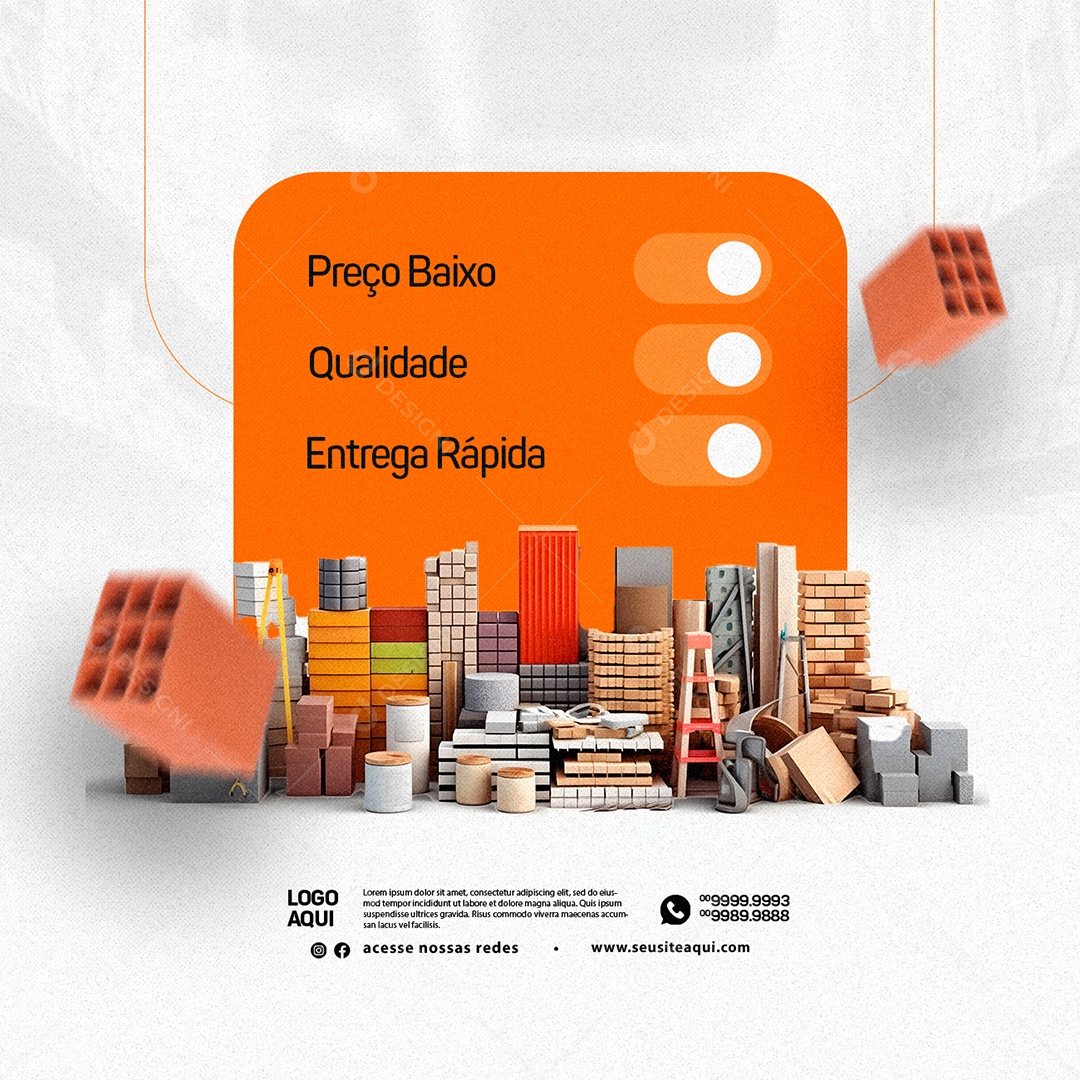 Preço Baixo Qualidade Entrega Rápida Materiais De Construção Social Media PSD Editável