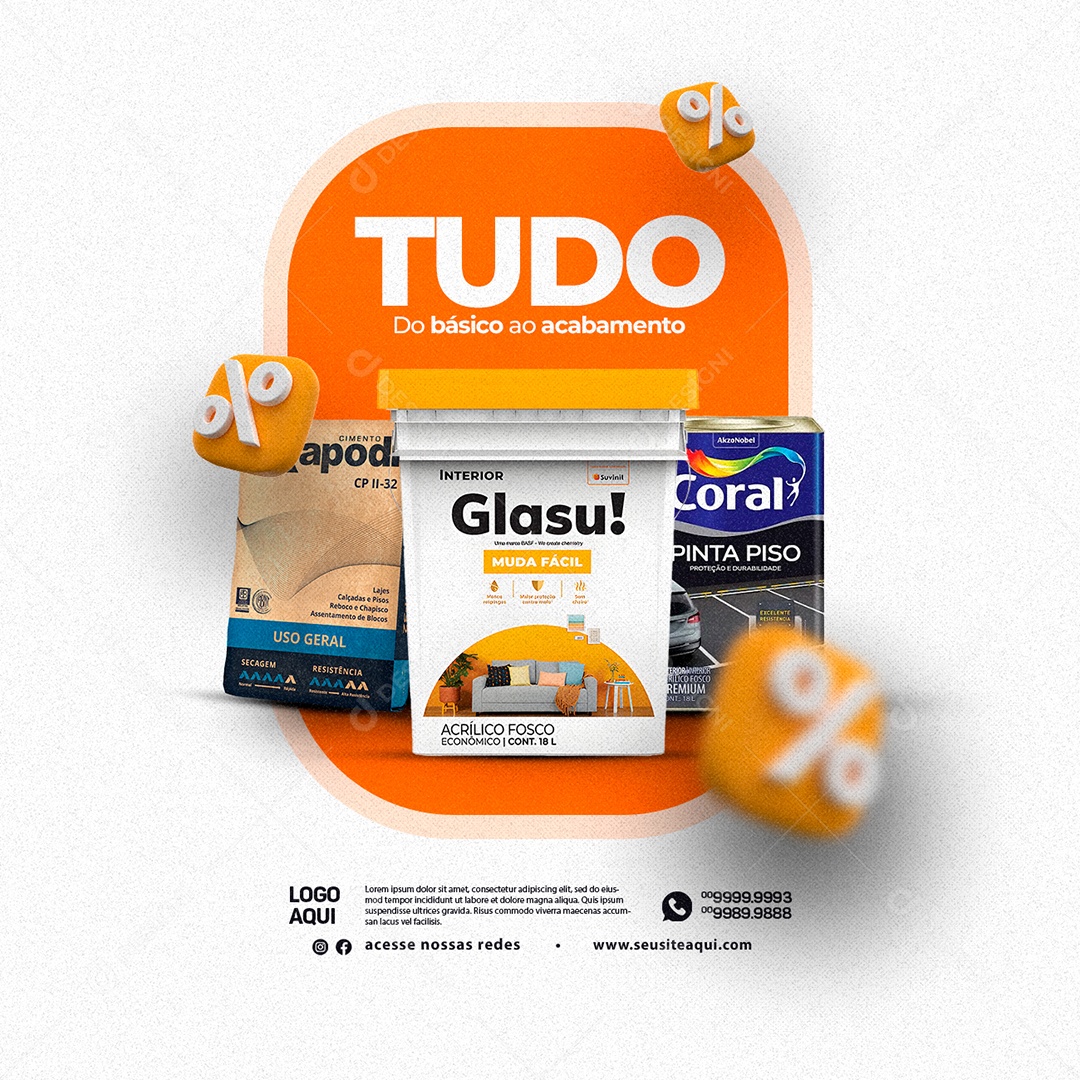 Tudo Do Básico Ao Acabamento Materiais De Construção Social Media PSD Editável