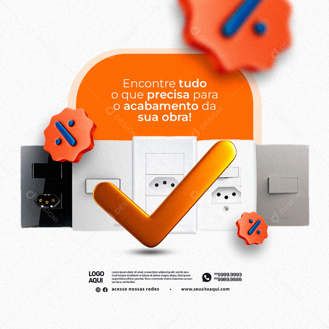 Encontre Tudo O Que Precisa Para O Acabamento Da Sua Obra Materiais De Construção Social Media PSD Editável