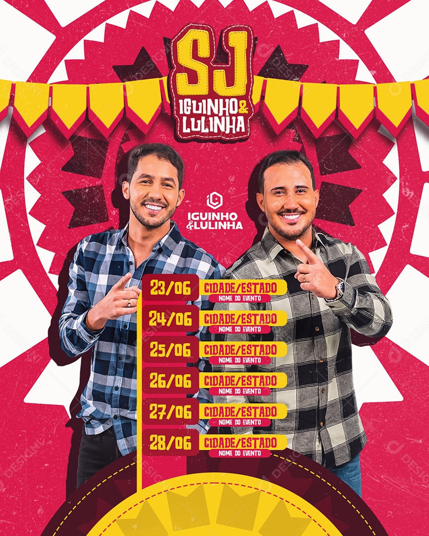 Social Media Flyer Feed Iguinho E Lulinha Agenda PSD Editável