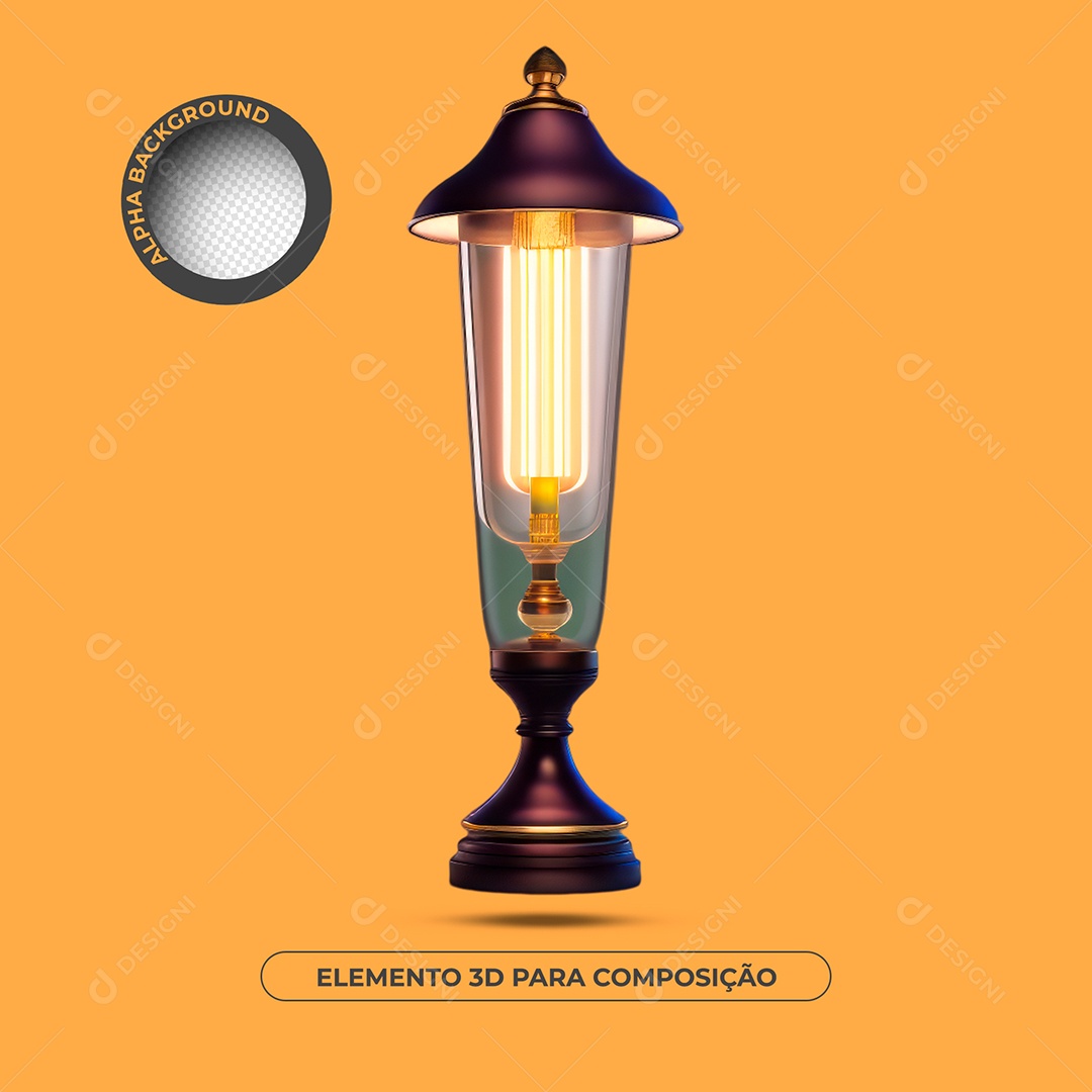 Elemento 3D Modelo Lustre De Luz Para Composição PSD