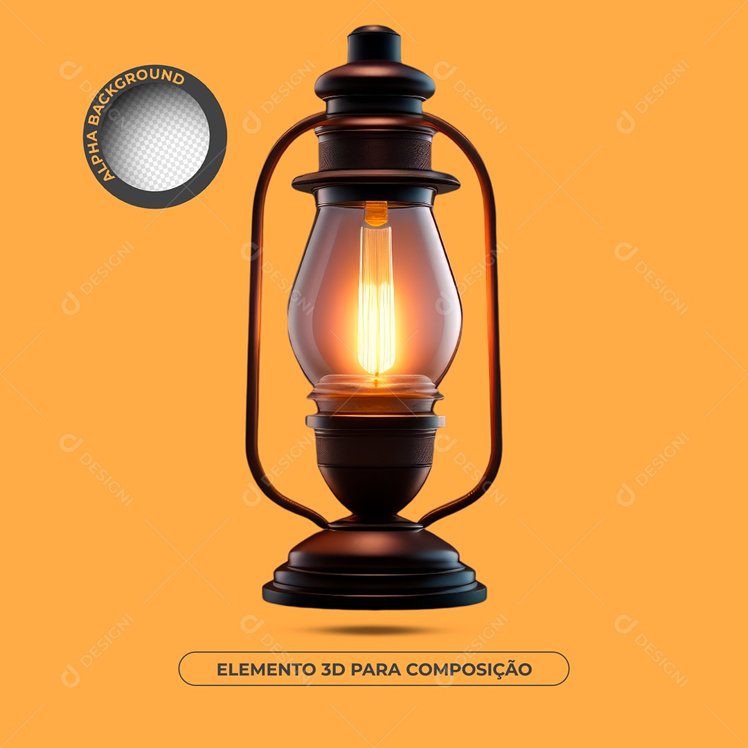 Elemento 3D Modelo De Lamparina Para Composição PSD