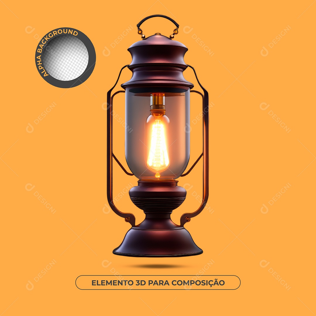 Elemento 3D Modelo De Lamparina Para Composição PSD