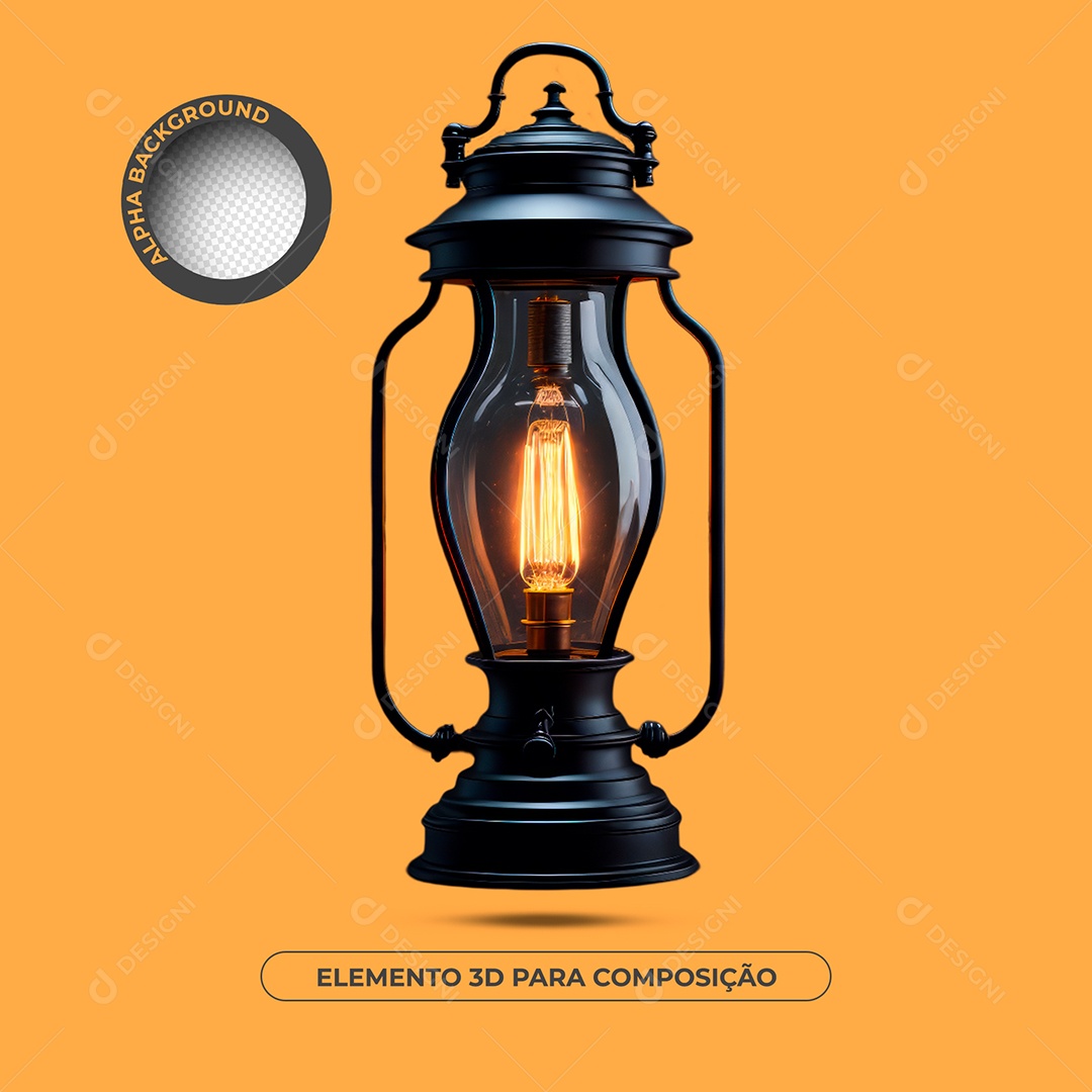 Modelo De Lamparina Elemento 3D Para Composição PSD